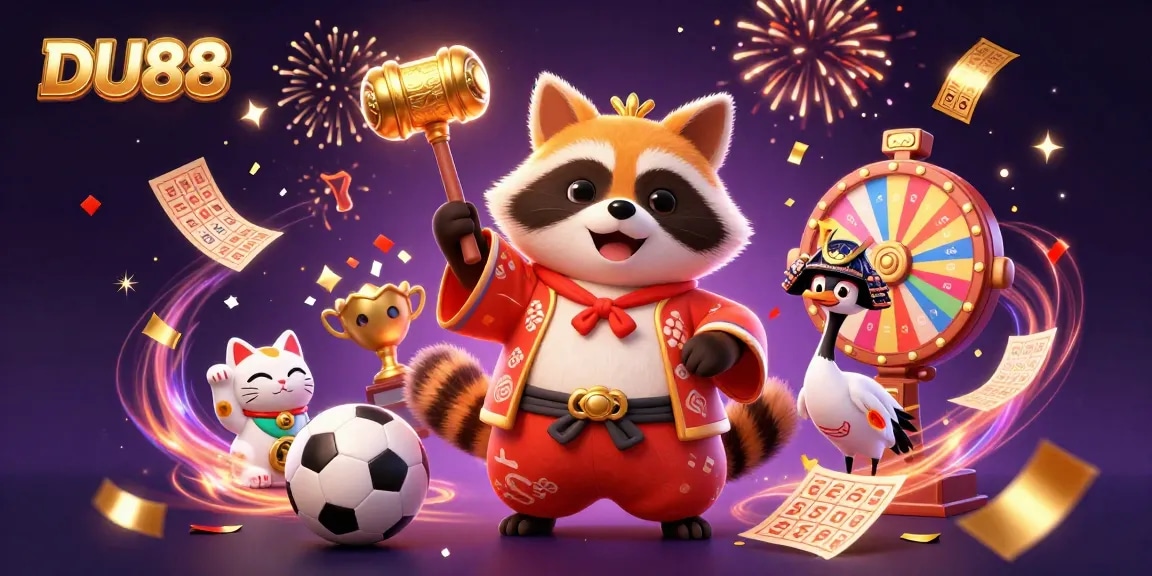 Experience dynamic sports betting excitement at DU88 with vibrant characters and festive elements.