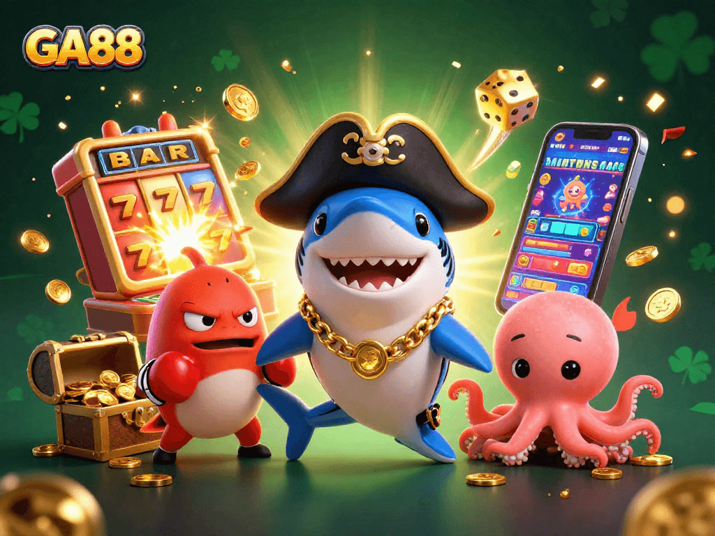 Spin to win with GA88's vibrant casino scene featuring animated characters and exciting jackpot elements.