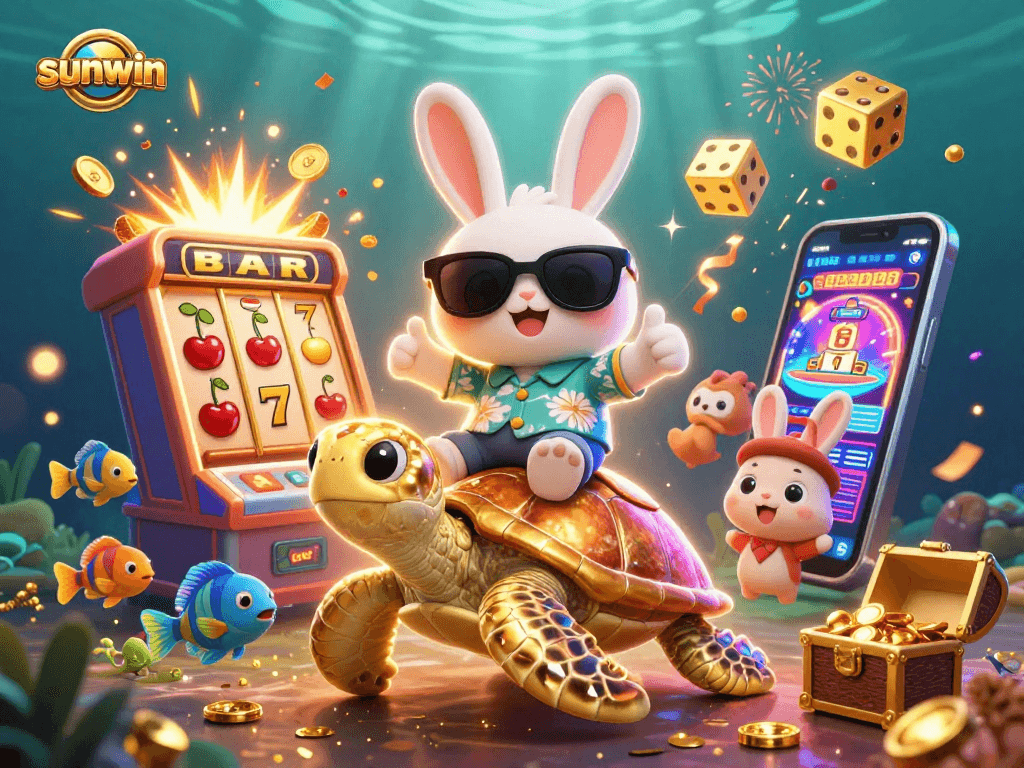Experience the excitement of sunwin's jackpot moment with 3D characters and rich casino visuals.