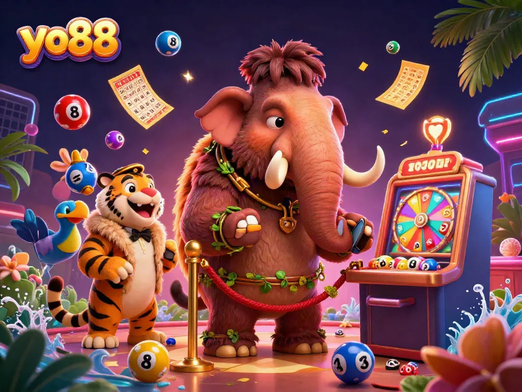 Engage with yo88's vibrant casino world through exciting lottery elements and colorful characters.