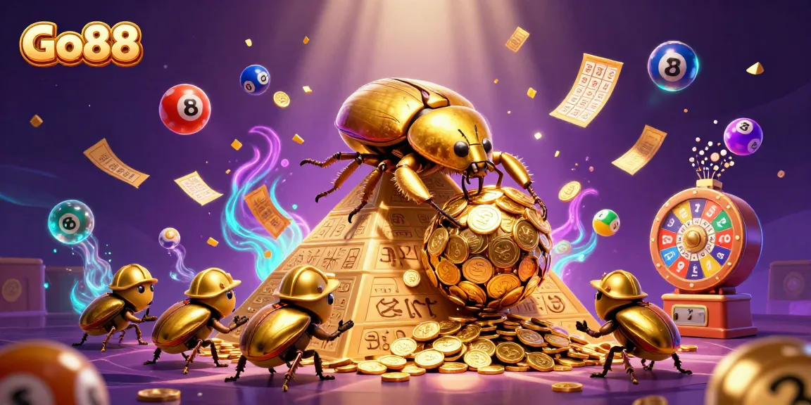 Experience the excitement of Go88 with a vibrant scene of cartoon beetles in a casino adventure.