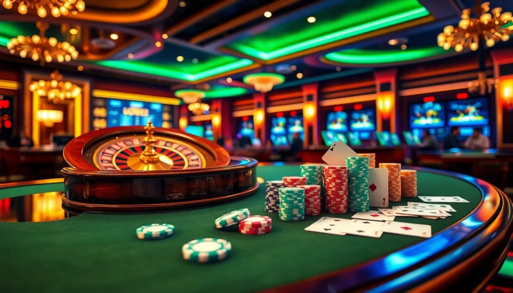 Experience the thrill of victory in kjc.football with vibrant casino scenes of online gambling.